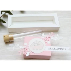 Geldgeschenk zur Geburt oder Taufe, Geschenkverpackung mit Reagenzglas