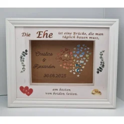 Geldgeschenk zur Hochzeit – Personalisierter Bilderrahmen mit 3D Herz-Effekt & Erinnerungswert