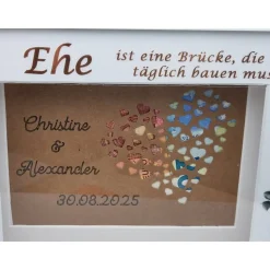Geldgeschenk zur Hochzeit – Personalisierter Bilderrahmen mit 3D Herz-Effekt & Erinnerungswert