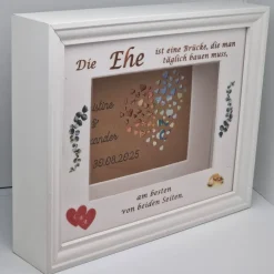 Geldgeschenk zur Hochzeit – Personalisierter Bilderrahmen mit 3D Herz-Effekt & Erinnerungswert