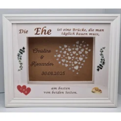 Geldgeschenk zur Hochzeit – Personalisierter Bilderrahmen mit 3D Herz-Effekt & Erinnerungswert