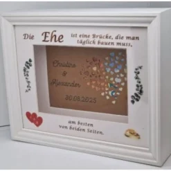 Geldgeschenk zur Hochzeit – Personalisierter Bilderrahmen mit 3D Herz-Effekt & Erinnerungswert