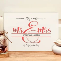 Geldgeschenk zur Hochzeit personalisiert | Hochzeitsgeschenk Mr & Mrs Geschenk | Geld im Bilderrahmen