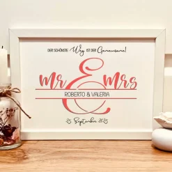Geldgeschenk zur Hochzeit personalisiert | Hochzeitsgeschenk Mr & Mrs Geschenk | Geld im Bilderrahmen