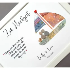 Geldgeschenk zur Hochzeit: Personalisiertes Steinbild Hochzeitsschiff – Hochzeitsgeschenk Reisen & Kreuzfahrt