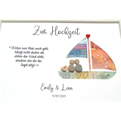 Geldgeschenk zur Hochzeit: Personalisiertes Steinbild Hochzeitsschiff – Hochzeitsgeschenk Reisen & Kreuzfahrt
