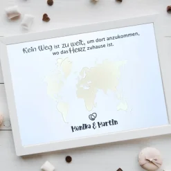 Geldgeschenk zur Hochzeit | Personalisiert | A4-Design mit Weltkarte