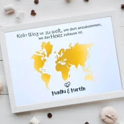 Geldgeschenk zur Hochzeit | Personalisiert | A4-Design mit Weltkarte