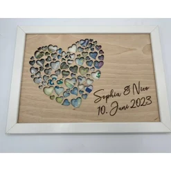 Geldgeschenk zur Hochzeit Personalisiert im Holz-Bilderrahmen – Individuelles Hochzeitsgeschenk & Geburtstagsgeschenk,