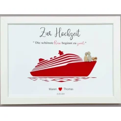 Geldgeschenk zur Hochzeit: Personalisiertes Steinbild Hochzeitsschiff – Hochzeitsgeschenk Reisen & Kreuzfahrt