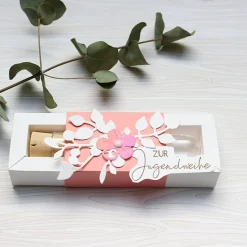 Geldgeschenk zur Jugendweihe, Geschenkverpackung mit Reagenzglas