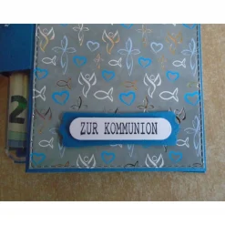 Geldgeschenk zur Kommunion  Fisch Junge Reagenzglas Verpackung Geldverpackung Wunscherfüller Kommunionsgeschenk,Blau