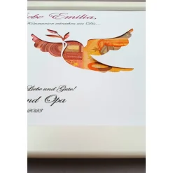 Geldgeschenk zur Kommunion, Kommunionsgeschenk Mädchen und Jungen, Geschenk Kommunion, Bilderrahmen Friedenstaube