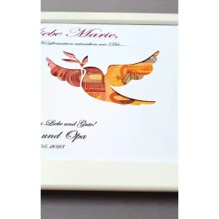 Geldgeschenk zur Konfirmation, Konfirmationsgeschenk Mädchen und Jungen, Bilderrahmen Friedenstaube