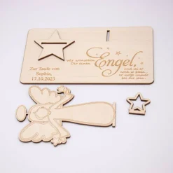 Geldgeschenk zur Taufe - aus Holz personalisiert