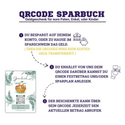 Geldgeschenk zur Taufe | Personalisiert | Digitale Spardose | QrCode Taufkarte | Arche Noah