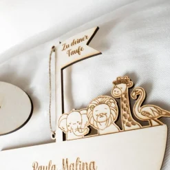 Geldgeschenk zur Taufe ARCHE NOAH aus Holz Taufgeschenk personalisiert Babygeschenk