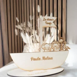 Geldgeschenk zur Taufe ARCHE NOAH aus Holz Taufgeschenk personalisiert Babygeschenk