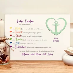 Geldgeschenk zur Taufe für Mädchen und Jungen - Taufgeschenk personalisiert Namen & Datum - Bilderrahmen