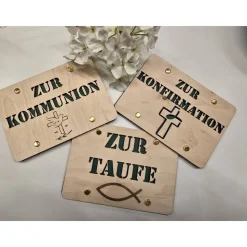 Geldgeschenk zur Taufe, Kommunion, Konfirmation aus 3 mm Sperrholz mit Kartonhintergrund