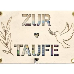 Geldgeschenk zur Taufe personalisiert Karte aus Holz Patenkind Enkelkind Nichte Neffe Mädchen Junge