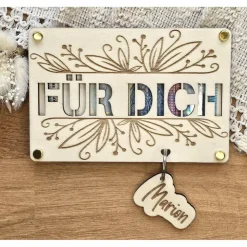 Geldgeschenk zur Taufe personalisiert Karte aus Holz Patenkind Enkelkind Nichte Neffe Mädchen Junge