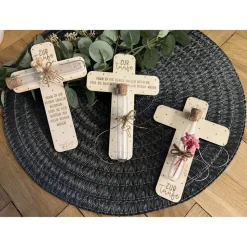 Geldgeschenk zur Taufe Taufgeschenk Kreuz Spruch Holz Lasergravur Trockenblumen Erinnerungstück Geschenkidee