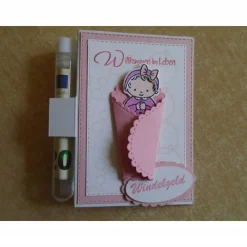 Geldgeschenk zurTaufe Geburt Taufgeschenk Mädchen Reagenzglas Geldkarte Verpackung Geldverpackung  Geschenk