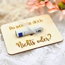 Geldgeschenke für jeden Anlass | Postkarte aus Holz | Du wolltest doch nichts | Karte aus Holz | Geburtstag