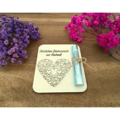 Geldgeschenkkarten aus Holz / Hochzeit / Glückwünsche / Wunscherfüller / Gutschein