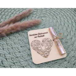 Geldgeschenkkarten aus Holz / Hochzeit / Glückwünsche / Wunscherfüller / Gutschein