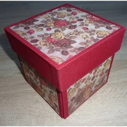 Geldgeschenkverpackung - Goldhochzeit - mit Brautpaarfigur - rot-beige-braun-gold