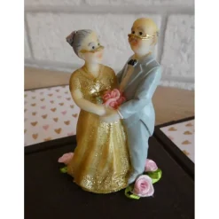 Geldgeschenkverpackung - Goldhochzeit - mit Goldhochzeitsfigur