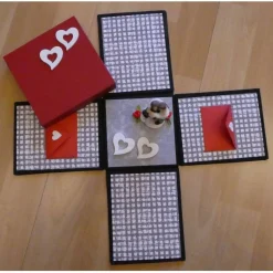 Geldgeschenkverpackung - Hochzeit (Männer) - schwarz-weiß-rot