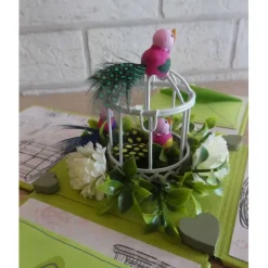 Geldgeschenkverpackung - Vögel mit Pflanzen und Käfig