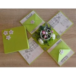 Geldgeschenkverpackung - Vögel mit Pflanzen und Käfig