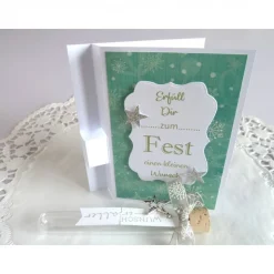 Geldgeschenkverpackung zu Weihnachten im Reagenzröhrchen