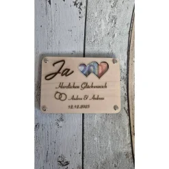 Geldkarte, Geschenkkarte, Holzkarte zur Hochzeit, Verlobung und andere Anlässe personalisierbar