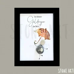 Geldregen Steinbild – Kreatives Geldgeschenk mit Regenschirm & Personalisierung