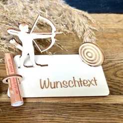 Geldscheinhalter Bogenschießen, Pfeil und Bogen, Geldgeschenk, Geburtstag, Geschenk, Wunschtext, Personalisierbar