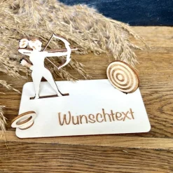 Geldscheinhalter Bogenschießen, Pfeil und Bogen, Geldgeschenk, Geburtstag, Geschenk, Wunschtext, Personalisierbar