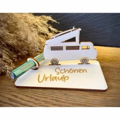 Geldscheinhalter Camper, Wohnmobil, Van, Bulli, VW, Camping, Urlaub, Geburtstag, Geschenk, Wunschtext, Personalisierbar