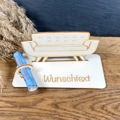 Geldscheinhalter Couch, Sofa, Geldgeschenk, Geburtstag, Geschenk, Wunschtext, Personalisierbar