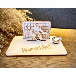 Geldscheinhalter Eishockey, Eishockeyspieler, Torhüter, Goalie, Geldgeschenk, Geburtstag, Geschenk, Wunschtext, Personal