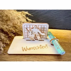 Geldscheinhalter Eishockey, Eishockeyspieler, Torhüter, Goalie, Geldgeschenk, Geburtstag, Geschenk, Wunschtext, Personal