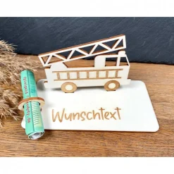 Geldscheinhalter Feuerwehr, Feuerwehrauto, Geburtstag, Geschenk, Wunschtext, Personalisierbar