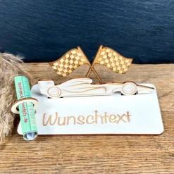 Geldscheinhalter Formel 1, Rennwagen, Rennauto, Auto, Geburtstag, Führerschein, Geschenk, Wunschtext, Personalisierbar