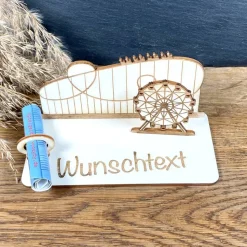 Geldscheinhalter Freizeitpark, Erlebnispark, Geldgeschenk, Geschenk, Wunschtext, Personalisierbar