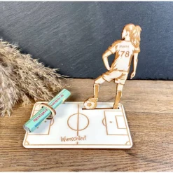 Geldscheinhalter Fußballspielerin, Geldgeschenk, Geburtstag, Wunschtext, Personalisierbar