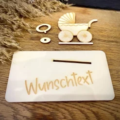 Geldscheinhalter Geburt, Baby, Kinderwagen, Geldgeschenk, Geschenk, Wunschtext, Personalisierbar
